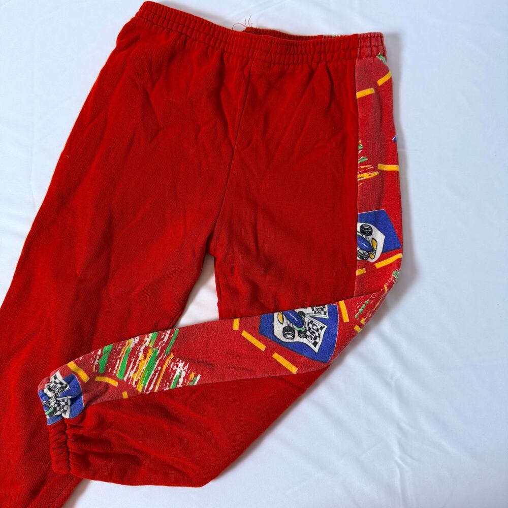 Vintage 90s Red Race Car Print Sweatpants Sz 4
